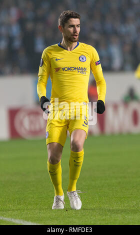 Malmo, Svezia. Xiv Feb, 2019. La Svezia, Malmö, 24 febbraio 2019. Jorginho (5) del Chelsea FC visto durante l'Europa League round di 32 match tra Malmö FF e Chelsea FC a Swedbank Stadion di Malmö. (Photo credit: Gonzales foto/Alamy Live News Foto Stock