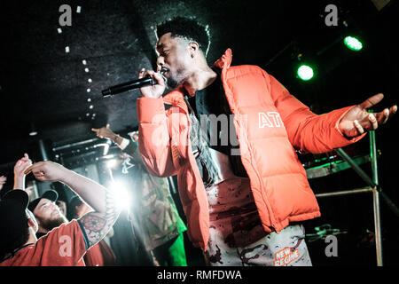 Copenhagen, Danimarca. Xiv Feb, 2019. Danimarca Copenhagen - Febbraio 14, 2019. Il rapper americano duo EarthGang esegue un concerto dal vivo a BETA in Copenhagen. (Photo credit: Gonzales foto/Alamy Live News Foto Stock