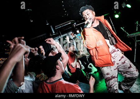 Copenhagen, Danimarca. Xiv Feb, 2019. Danimarca Copenhagen - Febbraio 14, 2019. Il rapper americano duo EarthGang esegue un concerto dal vivo a BETA in Copenhagen. (Photo credit: Gonzales foto/Alamy Live News Foto Stock