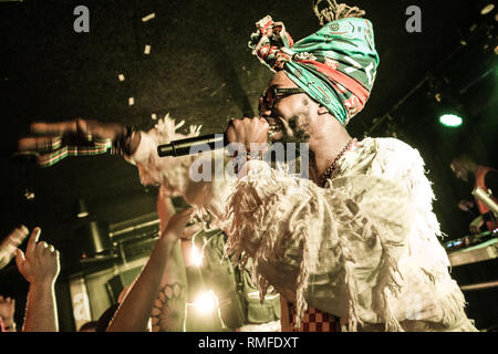 Copenhagen, Danimarca. Xiv Feb, 2019. Danimarca Copenhagen - Febbraio 14, 2019. Il rapper americano duo EarthGang esegue un concerto dal vivo a BETA in Copenhagen. (Photo credit: Gonzales foto/Alamy Live News Foto Stock