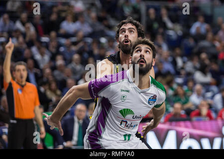 Madrid, Spagna. Xiv Feb, 2019. Dani Díez durante Iberostar Tenerife vittoria su Unicaja Málaga (88 - 78) in Copa del Rey 2019 gioco (quarti) celebrata a Madrid (Spagna) al centro Wizink. 14 febbraio 2019. Credito: Juan Carlos García Mate/Pacific Press/Alamy Live News Foto Stock