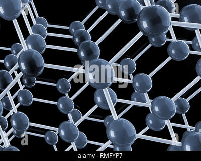 3D rendering di grafene struttura molecolare - esagonale forma geometrica Foto Stock