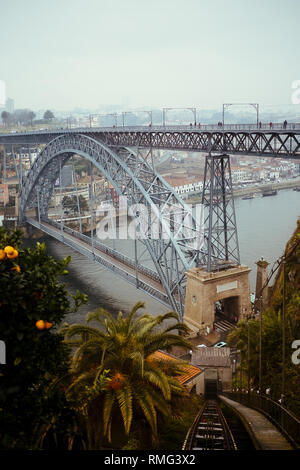 Modern bridge in old city Foto Stock