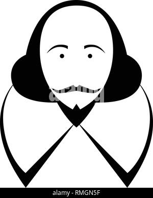 William Shakespeare cartoon in stile fumetto. Illustrazione Vettoriale