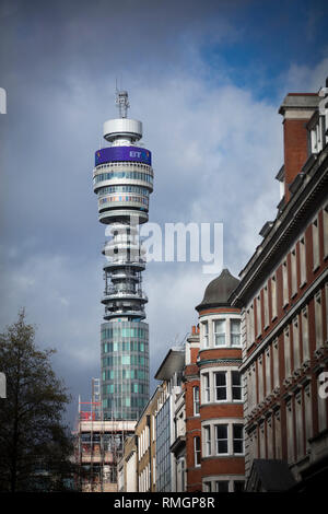 Fitzrovia, Londra, Regno Unito, 7 febbraio 2019, BT Tower, conosciuta anche come la torre Telecom Foto Stock