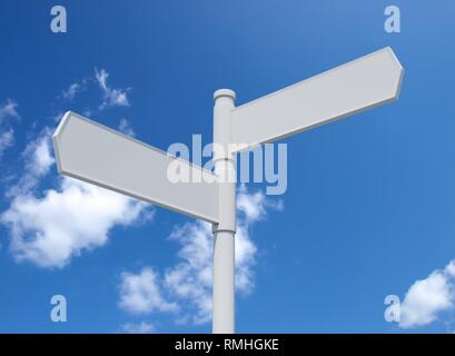 Bianco di orientamento per vuoto isolato sul cielo blu. Foto Stock