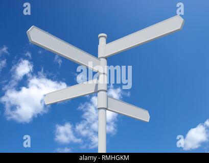 Bianco di orientamento per vuoto isolato sul cielo blu. Foto Stock