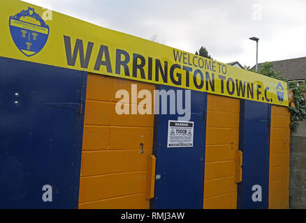 Parco a sbalzo, Casa di Warrington Town Football Club, (Stockton Heath Albion), Comune Lane, Latchford, Warrington, Cheshire WA4 2RS Foto Stock