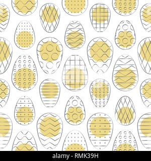 Pasqua pattern senza giunture. Design piatto. Le uova di pasqua con elementi d'oro. Illustrazione Vettoriale. Illustrazione Vettoriale