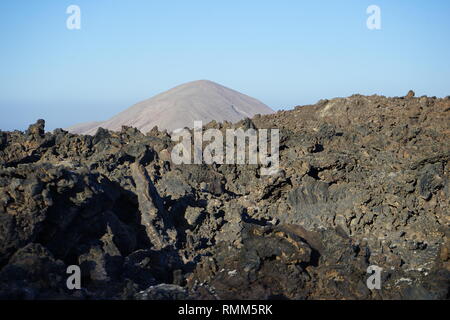 Wanderung bei Mancha Blanca, Lavameer und Vulkane, Lanzarote, Kanarische isole, Spanien Foto Stock