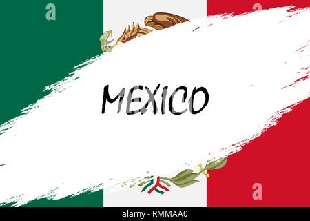 Tratto di pennello con uno sfondo in stile grunge Bandiera del Messico Illustrazione Vettoriale