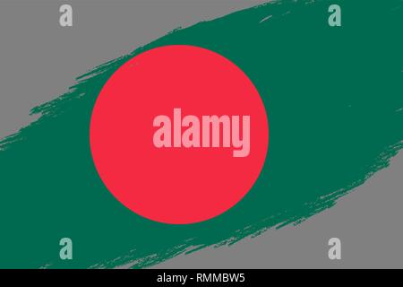 Tratto di pennello con uno sfondo in stile grunge bandiera del Bangladesh Illustrazione Vettoriale