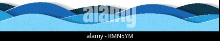 Onde di acqua di sfondo con copia spazio. Abstract cartoon multistrato papercut illustrazione Illustrazione Vettoriale