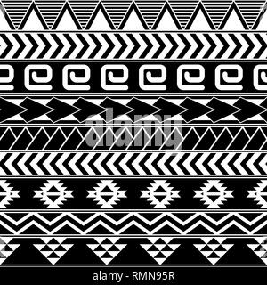 Aztec seamless pattern tribali. Illustrazione Vettoriale. Tribal Polynesian seamless pattern. Per home decor, moda, design di superficie Illustrazione Vettoriale