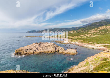 Costa nord-occidentale vicino a Bosa dell'isola Sardegna. Italia Foto Stock