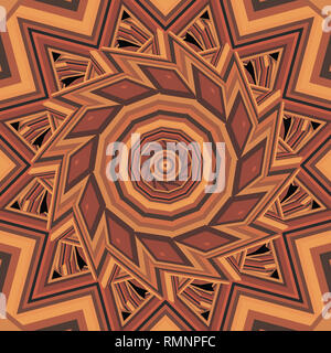 Colorato marrone caldo caleidoscopio mandala fractal ornamento per lo yoga, club, mostra Foto Stock
