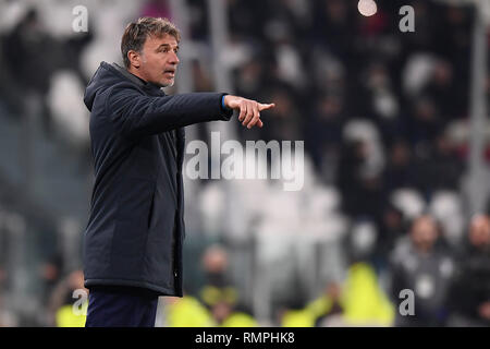 Torino, Italia. 15 Feb, 2019. Foto LaPresse - Fabio Ferrari 15 Febbraio 2019 Torino, Italia Sport Calcio Juventus FC vs Frosinone - Campionato di calcio di Serie A TIM 2018/2019 - Allianz Stadium. Nella foto:Marco Baroni Foto LaPresse - Fabio Ferrari Febbraio 15, 2019 torino, Italia sport soccer Juventus FC vs Frosinone - Italian Football Championship League A TIM 2018/2019 - Allianz Stadium. Nel pic:Marco Baroni Credito: LaPresse/Alamy Live News Foto Stock