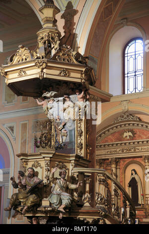 Il Cile, Santiago, Basilica de la Merced, interno, pulpito, Foto Stock