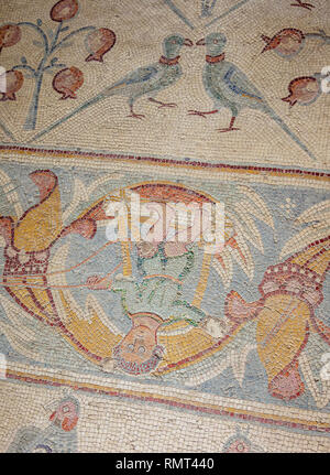 Pavimento a mosaico nella chiesa degli Apostoli, Madaba Madaba Governatorato, Giordania Foto Stock