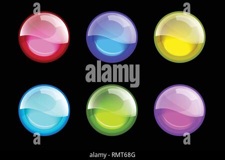 Serie di sfere colorate. Vettore di vetro i pulsanti. Sfere lucida Illustrazione Vettoriale