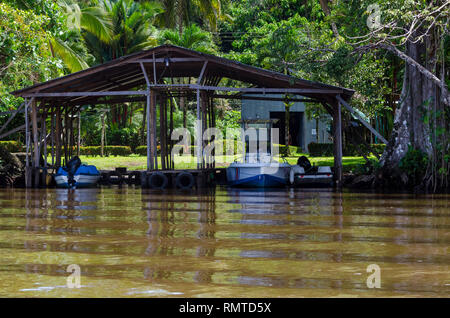 Pier nel Parco Nazionale di Tortuguero in Costa Rica Foto Stock