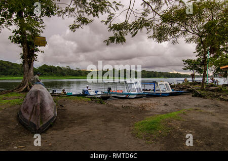 Pier nel Parco Nazionale di Tortuguero in Costa Rica Foto Stock