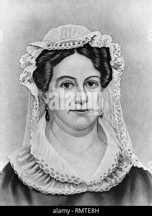 Rachel Jackson (1767-1828), moglie di U.S. Presidente Andrew Jackson, testa e spalle, ritratto da John Chester Buttre, incisione Foto Stock