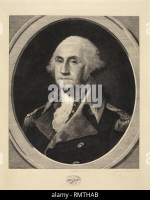 George Washington (1732-99), il primo Presidente degli Stati Uniti, la testa e le spalle ritratto, incisione da Henri Lefort, 1881 Foto Stock