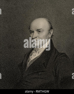 John Quincy Adams (1767-1848), sesto presidente degli Stati Uniti, la testa e le spalle ritratto, incisione di James Barton Longacre, 1825 Foto Stock