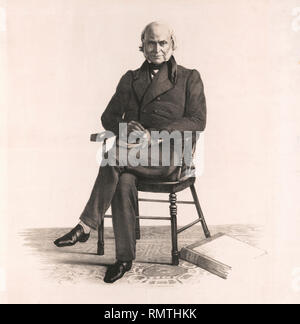 John Quincy Adams (1767-1848), sesto presidente degli Stati Uniti, piena lunghezza Ritratto seduto, litografia creata da un Daguerreotype da Philip Haas, 1843 Foto Stock
