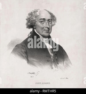 John Adams (1735-1826), secondo presidente degli Stati Uniti, la testa e le spalle ritratto, litografia da Jean Baptiste Mauzaisse dopo un dipinto originale di Gilbert Stuart, 1827 Foto Stock