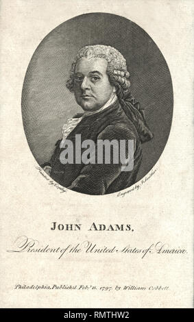 John Adams (1735-1826), secondo presidente degli Stati Uniti, la testa e le spalle ritratto, incisi da James Smither da un dipinto di John Singleton Copley, 1797 Foto Stock