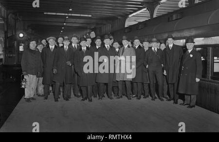 New York Giants squadra di baseball in direzione di Spring Training Camp Marlin, Texas, Stati Uniti d'America, Bain News Service, 23 Febbraio 1917 Foto Stock