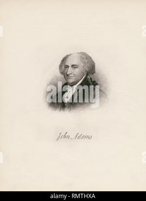 John Adams (1735-1826), secondo presidente degli Stati Uniti, la testa e le spalle ritratto, incisi da S.B. Halls Sons, 1880 Foto Stock