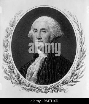 George Washington (1732-99) primo Presidente degli Stati Uniti, la testa e le spalle ritratto, incisione Foto Stock