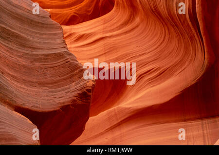 Abbassare Antelope Canyon - tour guidato di New Scenic 5 posti, la torsione, strette, pietra arenaria calcarea e pareti della fessura di avvolgimento canyon curvato dall alluvione in Arizona Foto Stock