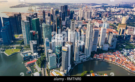 Il Distretto Centrale degli Affari o CBD, il centro cittadino di Singapore Foto Stock