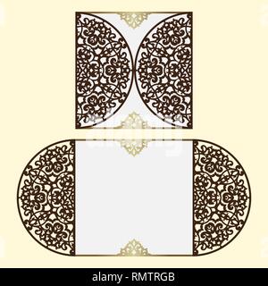 Invito a nozze o biglietto di auguri con il classico ornamento. Illustrazione Vettoriale