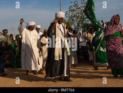 Venerdì celebrazione sufi al Sheikh Hamad el Nil tomba, Stato di Khartoum, Omdurman, Sudan Foto Stock