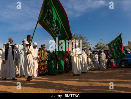 Venerdì celebrazione sufi al Sheikh Hamad el Nil tomba, Stato di Khartoum, Omdurman, Sudan Foto Stock