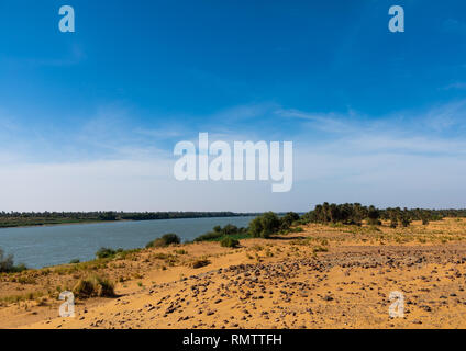 Ruiins affacciato sul fiume Nilo, la Nubia, Old Dongola, Sudan Foto Stock