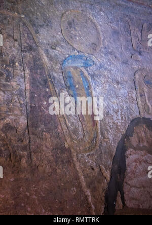 Cobra nella cappella Mammisi del tempio di Amon ai piedi del Gebel Barkal, Stato settentrionale, Karima, Sudan Foto Stock
