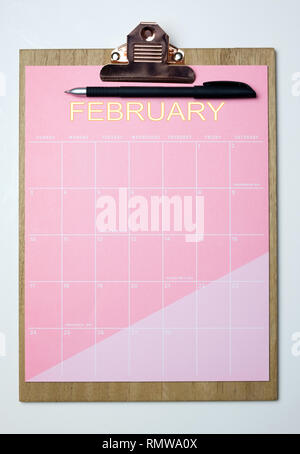 Febbraio mese del calendario sul clipboard Foto Stock