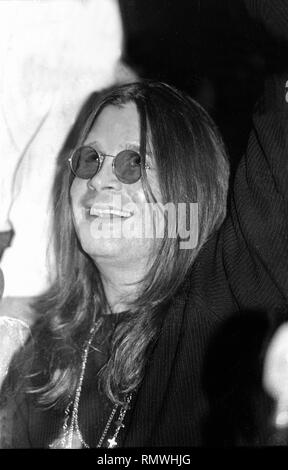 Il cantante Ozzy Osbourne è mostrato in corrispondenza di una radio evento promozionale prima del suo concerto delle prestazioni. Foto Stock