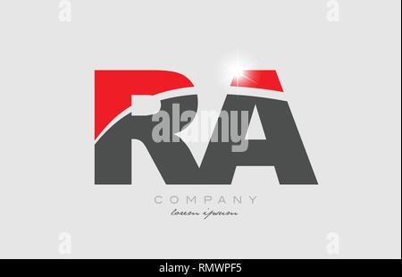 Combinazione lettera ra r a in grigio colore rosso alfabeto icona logo design adatto per una società o business Illustrazione Vettoriale
