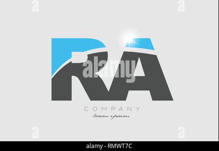 Combinazione lettera ra r a in colore grigio blu alfabeto icona logo design adatto per una società o business Illustrazione Vettoriale