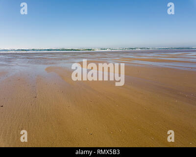 Vista aerea, erosione delle coste in corrispondenza della punta del Cap Ferret, la baia di Arcachon, Dune di sabbia, Gironde, Aquitaine Foto Stock