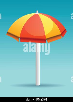 Rosso e giallo ombrellone illustrazione vettoriale isolato sul gradiente dello sfondo Illustrazione Vettoriale