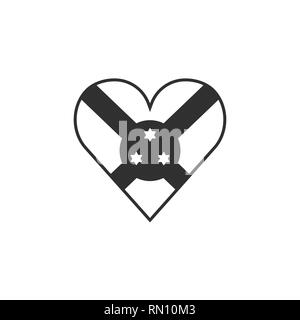Burundi bandiera icona a forma di cuore, nel contorno nero design piatto. Giorno di indipendenza o giornata nazionale il concetto di vacanza. Illustrazione Vettoriale