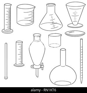 Set di vettore di vetreria di laboratorio Illustrazione Vettoriale